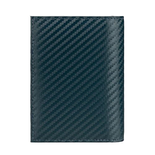 Image of Premium RFID Blocking Wallet for Men | Slim Carbon Fiber Leather with 12 Card Slots, Clear ID Window & Cash Pocket | Durable Bifold Genuine Cow Fiber Leather Wallet (Carbon Blue)