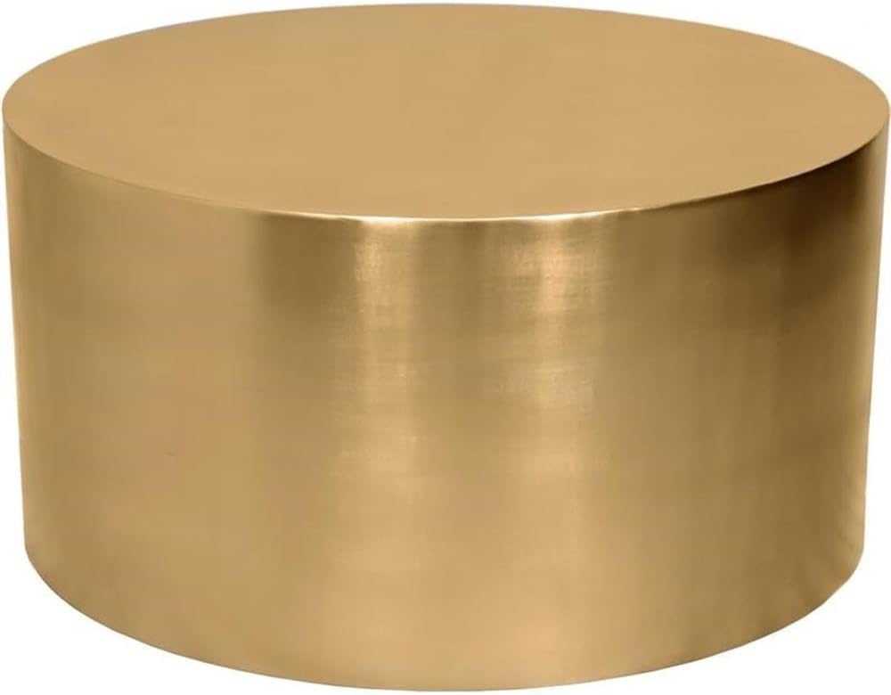 Meridian Furniture 296-CT Cylinder Collection Modern | Contemporary Round Coffee Table with Durable Metal Base, Brushed Gold, 32" W x 32" D x 16.5" H