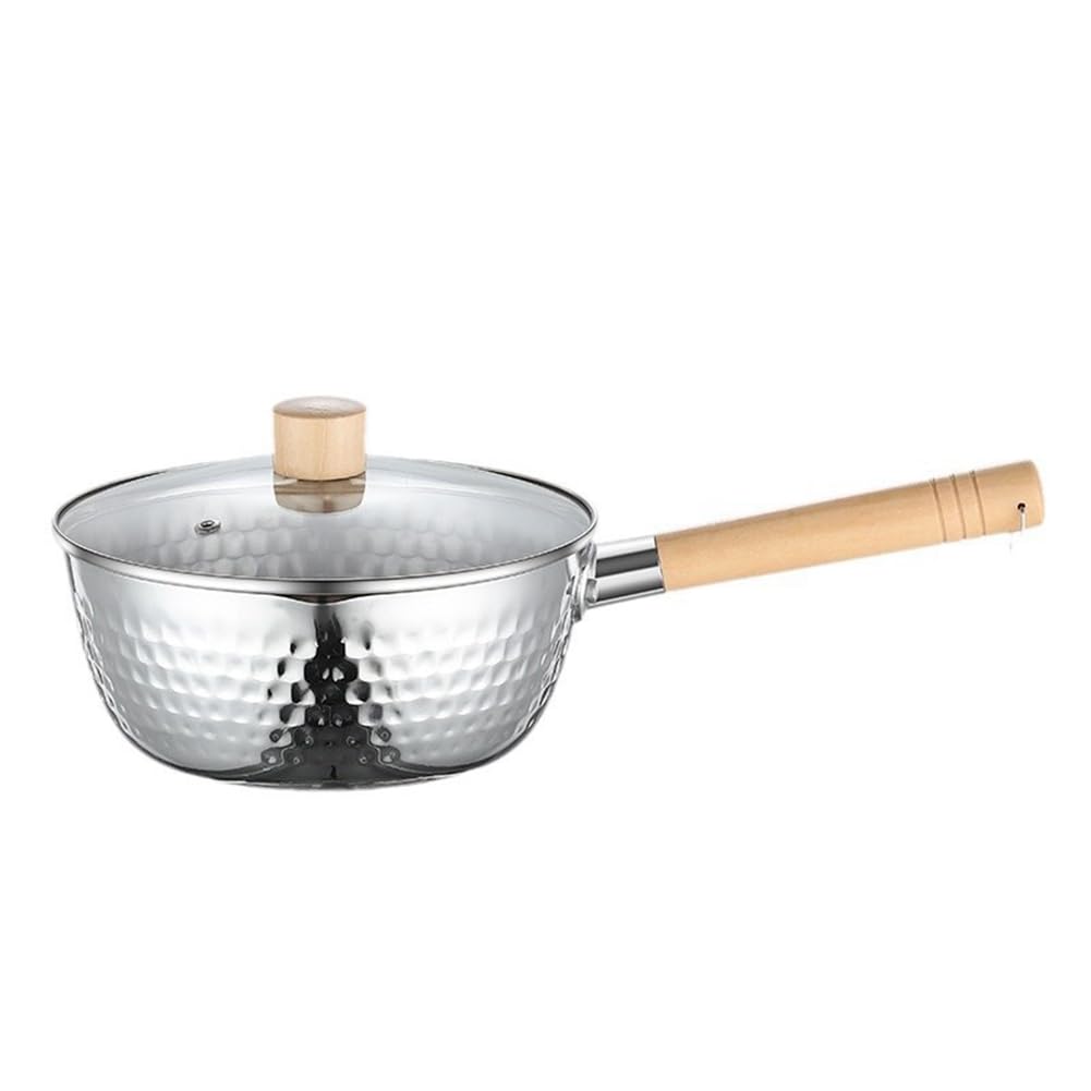 CTRLZS Soup Pot Stainless Steel Saucepan with Lid and Wood Handle for Home and Camping, Multipurpose Cooking Pot