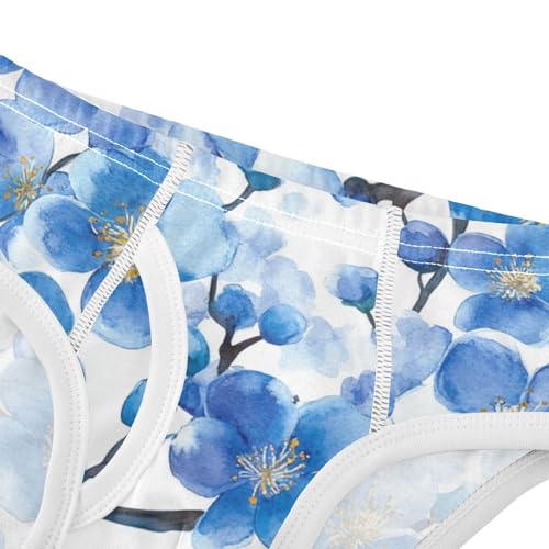 Watercolor Blue Cherry Blossom Boys Toddler Soft Kids Underwear Breathable Undies4