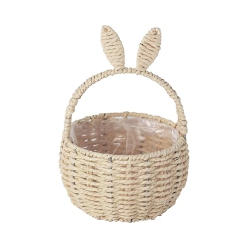 Osterkörbchen Kinder Osterkorb mit Ohren Zum Befüllen Kleiner Weidenkorb mit Henkel Blumenmädchen Korb Rattankorb Streukorb Hochzeitskorb Geflochtener Geschenk Korb Klein Osternest Aufbewahrung