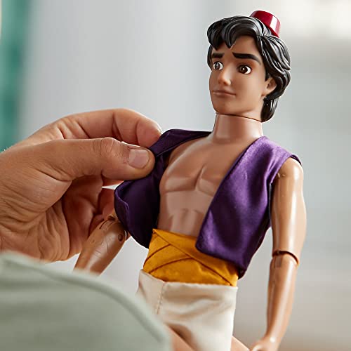 Disney Store Poupée pour Enfants Aladdin, 32 cm, Jouet entièrement articulé avec Cheveux sculptés et Chapeau - Convient aux 3 Ans et Plus