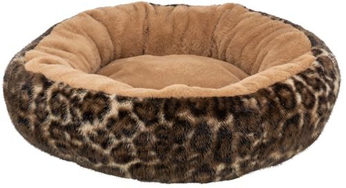 Trixie Panier pour Chien Leo, Rond, Coussin Doux en Marron Clair/Marron, ø 50 cm - Corbeille Douillette avec Peluche - 374241