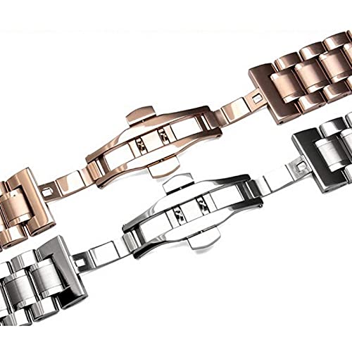 Sangle de montre anti irritation en acier inoxydable rose avec boucle