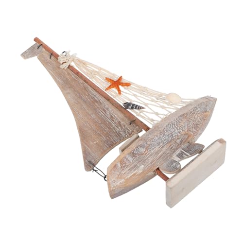 Operitacx Adornos de navegación Antigua de Barco de Vela decoración de Bote pequeño decoración del Adorno para Botes de Vela estatuilla de Barco Madera