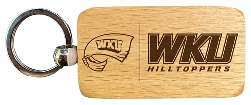R and R Imports Western Kentucky Hilltoppers 2.5 x 1-Inch Engraved Wooden Keychain Officially Licensed Collegiate Product 2-Pack