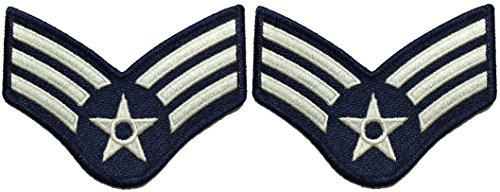 Set 2 of Senior Airman Blue and Silver Large US Air Force USAF CHEVRONS Rank Military U.S. Army...