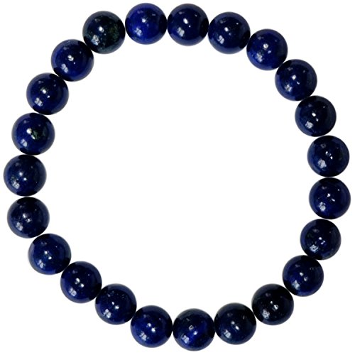Kaltner Präsente Geschenkidee - Power Armband mit 10 mm Kugeln aus dem Edelstein Lapislazuli (Stretch Band)