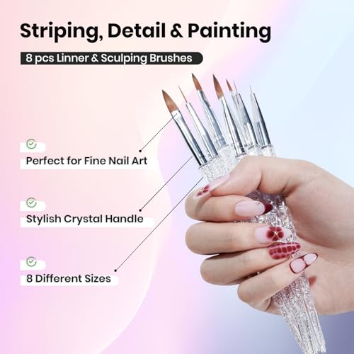 Image of Beetles Nail Art Brushes 31pcs Blooming Gel Nail Polish Clear UV LED Kit | Create blooming effects with 31pcs brushes and gel polish for watercolor, floral and marble nail designs