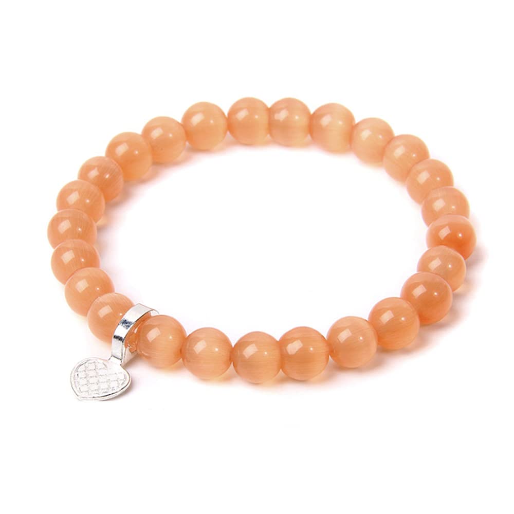 Candy Color Adjustable Natural Opal Crystal Stone Beads Elastic Stretch Bracelet Love Heart Pendant Bracelets For Women Girls