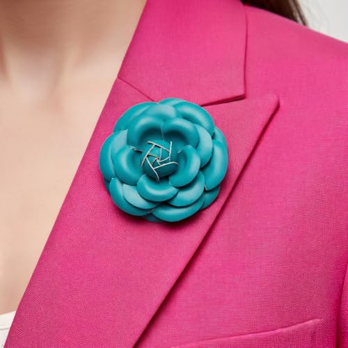 Image of Dainity Camellia Flower Brooch Pin for Women - Elegant Statement Pin for Coat, Scarf, Dress, Hat, Bag - Stylish Chic Accessory Gift for Her