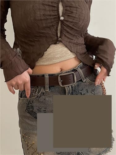 Belt Women's Summer Decorative Jeans Student Coffee Versatile Wide Design Feel Black2