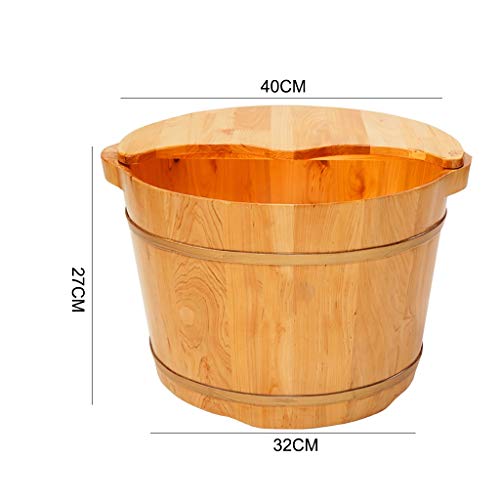 Barril de baño de pies de madera sólida con tapa miniatura 5