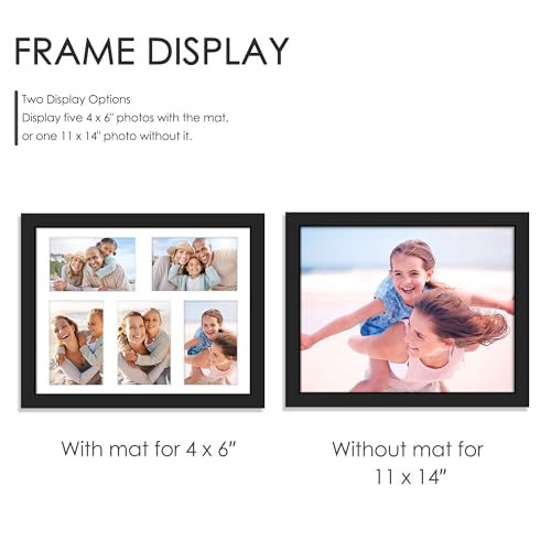 Image of DUENPY 4-Pack 11x14 Collage Picture Frames, 4x6 Collage Picture Frame, Displays Five 4x6 inch Photos, or 11x14 (Without Mat) Wall Decor Wall Hanging or Tabletop, Black