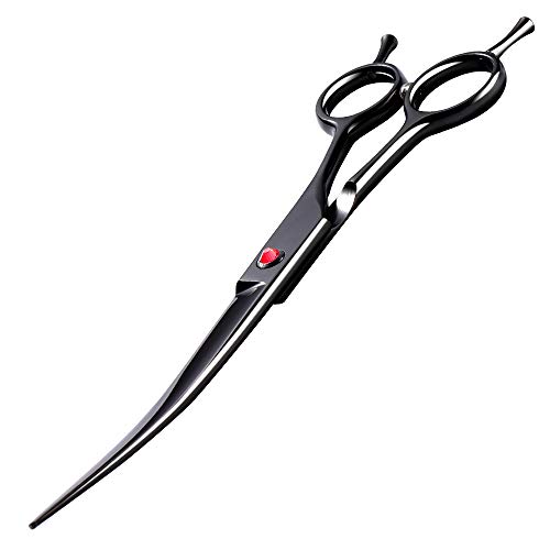 Intini 7.5″ Curved Dog Grooming Scissors,Professional Pet Grooming Shears with Safe Round Tips, Shears for Dogs with Thick Hair,Dematting Tool for Dogs,Light Weight, Right and Left Hands