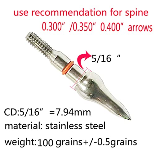 Field Points Arrowheads 100 Grains Archery Field Points, 5/16 Stainless Steel Screw In Archery Field Tips And Broadheads 2.9X2.3X0.6 #TOP1