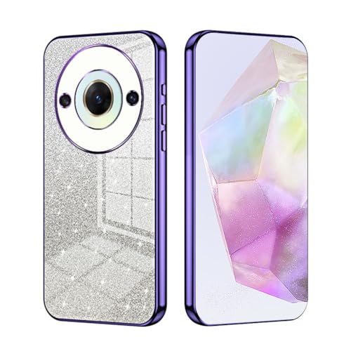 SEAHAI Case for Xiaomi Redmi A3, Ultra Thin Transparent Gradient Color Shining Pattern Card Plating Design Shockproof TPU Bumper Soft Silicone Fashion Cover - Purple