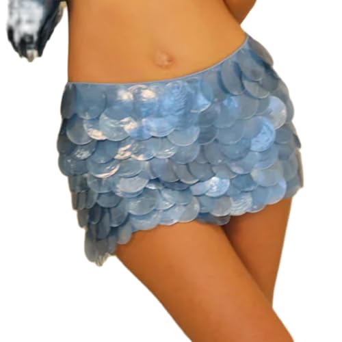 Women Y2k Sequin Short Skirt Sparkly Shiny Elastic Waist Short Skirt Summer Glitter Party Outfits Night Out Clubwear