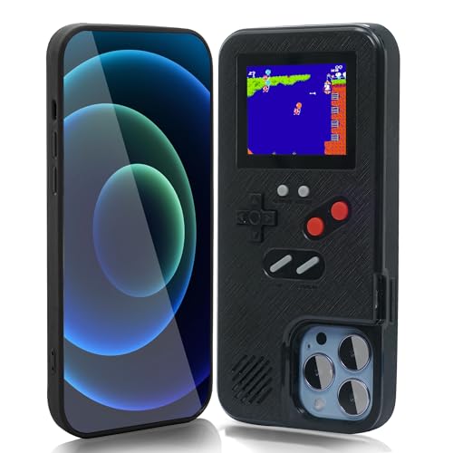 Coque Gameboy pour iPhone 15 noire avec 168 jeux classiques rétro intégrés