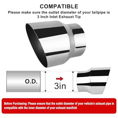 Image of MuHize Exhaust Tip 3 inch Inlet, 4 inch Outlet 5 inch Length Performance Exhaust Tips