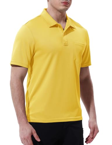 Image of Rdruko Men's Polo Shirts Short Sleeve Quick Dry Outdoor Golf Sports Shirts with Pocket