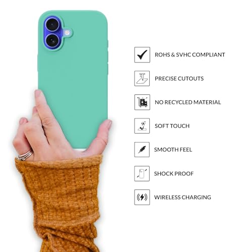 Image of SPRIG Compatible with iPhone 16 Premium SilkMag (Liquid Silicone Magnetic) Back Cover Drop Tested Shock Proof Mobile Case for Men, Women, Boys and Girls with Camera Protection (Turquoise Blue)