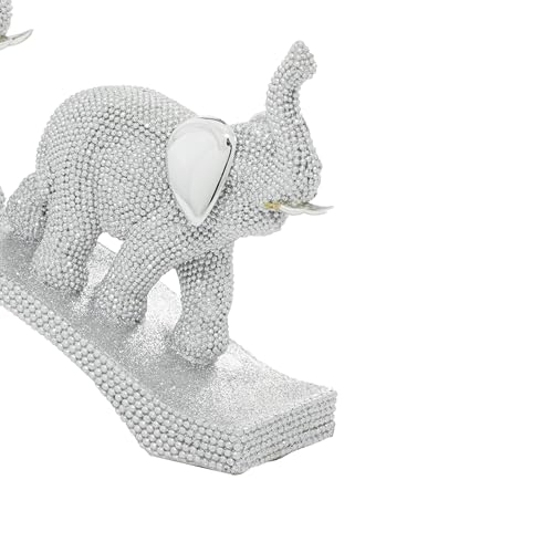 Escultura Decorativa Elefante de Polystone Plata 2x14x7 in miniatura 5