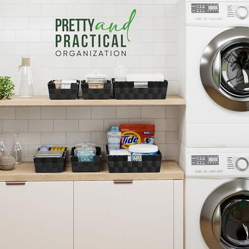 Baskets For Organizing Set Of 9 Black - Storage Baskets For Shelves - Perfect Closet Organizer Bins, Bathroom Basket, and Pantry Basket - Small Storage Bins For Shelves - Bin For Organization