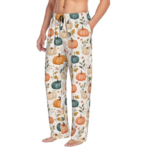 Autumn Pumpkin Leaves Mug Mens Pajama Pants Cozy Lounge Baggy Lightweight Pj Pants Lounge Bottoms With Elastic Waist2