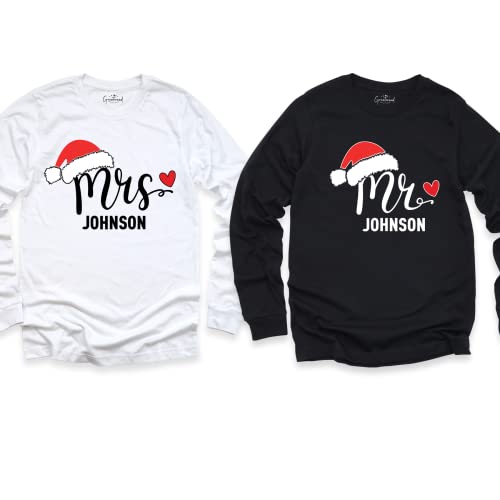 Couple Christmas Shirts Long Sleeve, Matching pjs For Couples Christmas Tee, Couple Christmas Gifts, Christmas Mr. and Mrs. Long Sleeve, Couple Christmas Long Sleeve, Christmas Long Sleeve