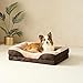 EHEYCIGA Orthopädisches Hundebett Mittelgroße Hunde, 91x68x17.5cm, Memory Foam Waschbar und Wasserdicht Hundekorb mit 4 Rändern, Hundesofa Hundecouch rutschfest, Braun
