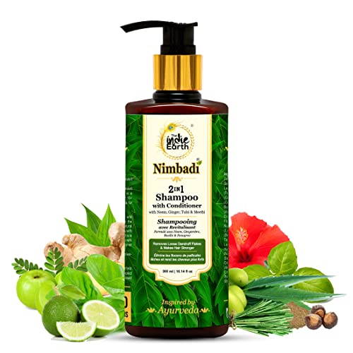 Image of The Indie Earth Nimbadi 2-in-1 Shampoo with Conditioner for Healthy Hairs, Inspired By Ayurveda & Formulated with Neem, Basil, Ginger, Tea Tree & Other 19+ Precious Extracts 300 ml