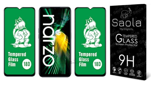 Image of Saola 18D Tempered Glass With Inbuilt AirBag Borders For Realme Narzo 50 5G (Pack Of 2) with Free Installation Kit. Full screen Coverage - 6.6 inch