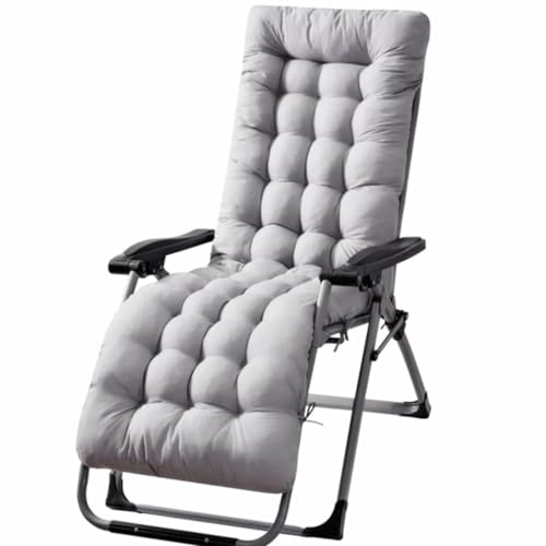 Jianfnng Lounger Chair Cushions 61in Patio Lounge Chaise Cushion Sun Lounger MattressThick Padded Swing Bench CushionZero Gravity Chair Cushion with 6 Ties (Light Gray)