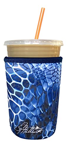 Image of Iced Coffee Sleeve, Insulated Neoprene Cup Sleeve, Fits a 24 Oz. Coffee Cup, Washable and Reusable, Iced Coffee Accessories, Medium Blue Aquatint by Jason Mathias
