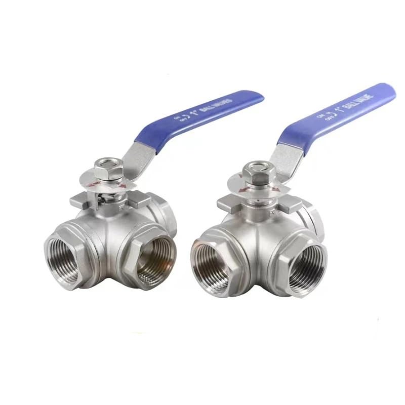Vanne à trois voies en acier inoxydable 304 durable DN08 type T avec filetage interne