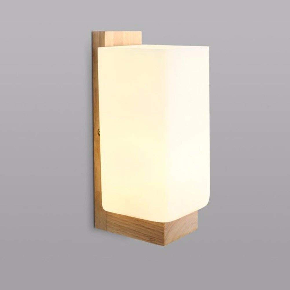 Nordic Modern Simplicity Holz Wandleuchte Korridore Unterputzwandleuchte Wohnzimmer Japanischer Stil Milchweiß Glaslaterne Schlafzimmer Nacht Leselampe Hotelkorridor Gästezimmer Wandleuchte E27 needed