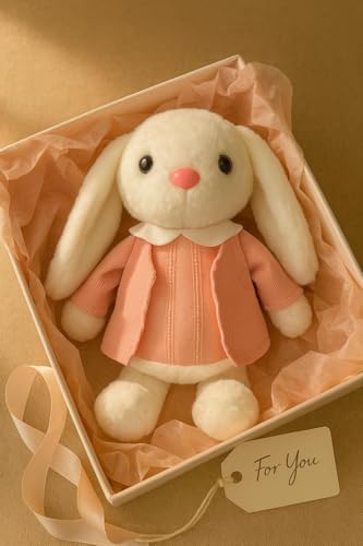 Image of SCOOBA White Baby Rabbit with Random Dress Soft Toy 33cm Height for Your Loved Ones (White Rabbit with Random Color Dress)