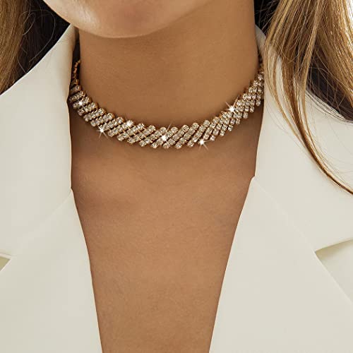 Jeairts Rhinestone Choker Necklace Gold Sparkly Crystal Necklaces Party Prom Neck Chain Jewelry For Women And Girls #TOP1