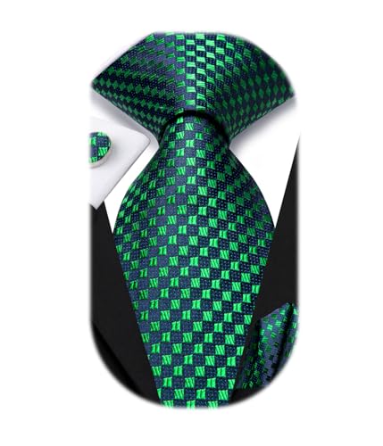 Image of Dubulle Silk Ties Set for Men Formal Paisley Striped Necktie Pocket Square Cufflinks 3PCS Sets Wedding Business Party