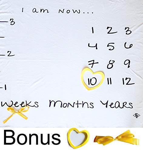 Milestone Blanket | Easy Layout for Creative Photos | Beautiful Large Soft Plush Fleece Blanket for Boy or Girl | Photography Backdrop | Record Weeks Months and Years |