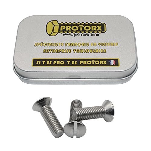 Vis Tete Fraisee Bombee Fendue M5 x 16mm : Boite 10 Pcs Visserie Inox pour Ecrou Rondelle | Vis à Tête Fraisée Bombée Fendue Acier A2 | Metal Anti-Rouille - DIN 964 | Boite Rangement Vis PROTORX