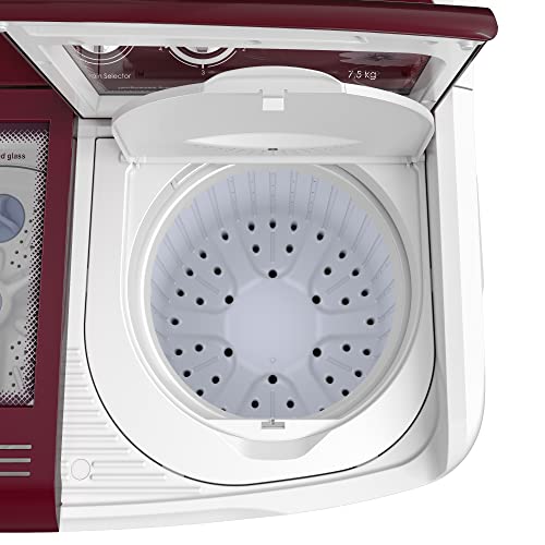 Image of Godrej Edge 7.5 Kg 5 star Semi-Automatic Top Loading Washing Machine Appliance (WS EDGE 75 5.0 TB3 M WNRD, Wine Red, Toughened glass lids)