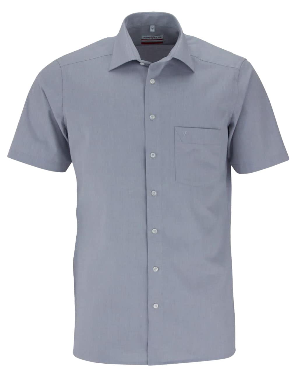 Marvelis Męska koszula biznesowa z krótkim rękawem, Non-Iron Modern Fit, Chambray, New Kent, średni szary 60, 44