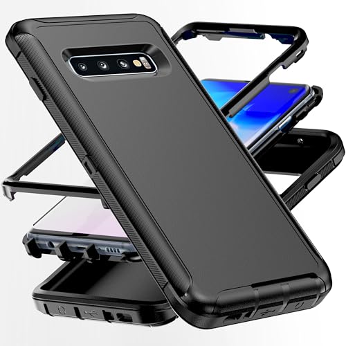 AYMECL for S10 Plus Case [Military Grade] 3 in 1 Heavy Duty Full Body Shockproof Protection Phone Case for Samsung Galaxy S10 Plus 6.4 inch Black