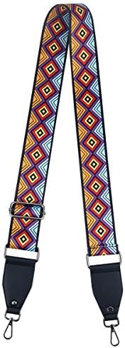 Purse Bag Strap Replacement Adjustable Guitar Fashion National Strap Style with Black Hook for Purse/Shoulder Bag/Handbag/Laptop Bag