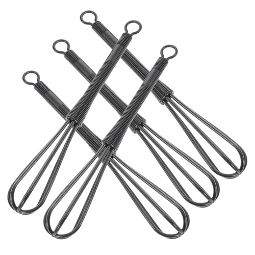COOPHYA 5 Mini Batidores de Plástico Negro para Mezclar Tintes de Cabello y Cremas, Herramienta Versátil Diseño Conveniente para Salón y Cocina Reutilizable