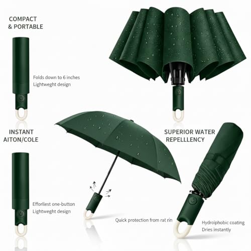 Image of Owme UV Umbrella for Women, Mini Folding Portable 3-Fold Umbrellas | Auto Open & Close for Rain and Sun Protection, Anti-Slip Handle | Windproof Umbrlla for Bedroom, Living Room,Entryway -