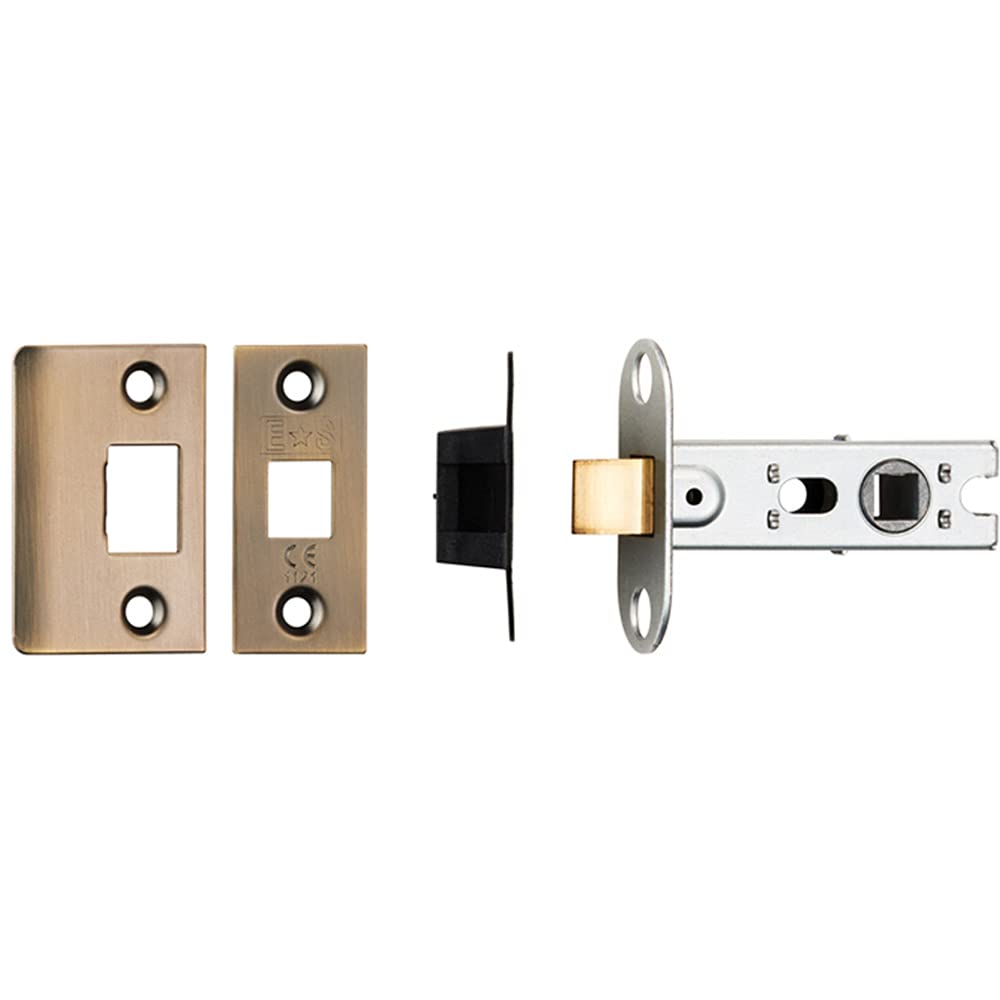 64Mm Tubular Mortice Door Latch Bolt Through Square Forends Antique Brass 5056492561661