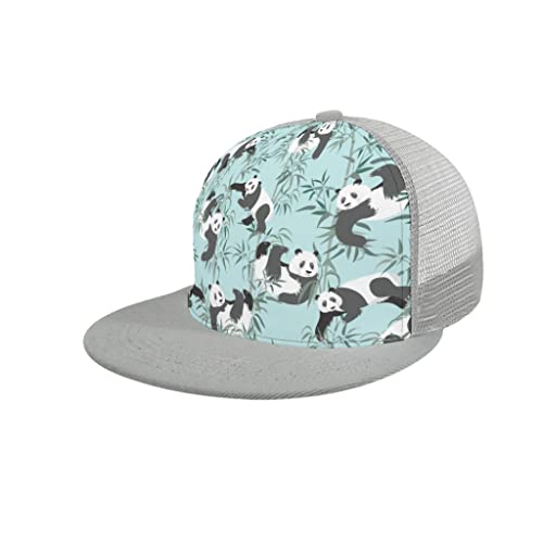 GeauDoup Herren Damen Kappe Panda Bambus Truckercap Verstellbar Snapback Caps Bequeme Baseballmütze Cap Hut Light Gray Einheitsgröße Cover